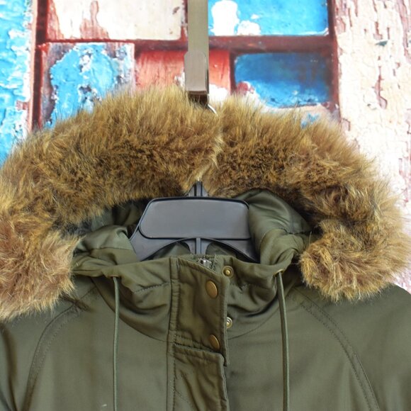 Unisex Old Navy Parka Utility Coat Faux Fur Prepper XSmall Crocodile Tears - Picture 3 of 11